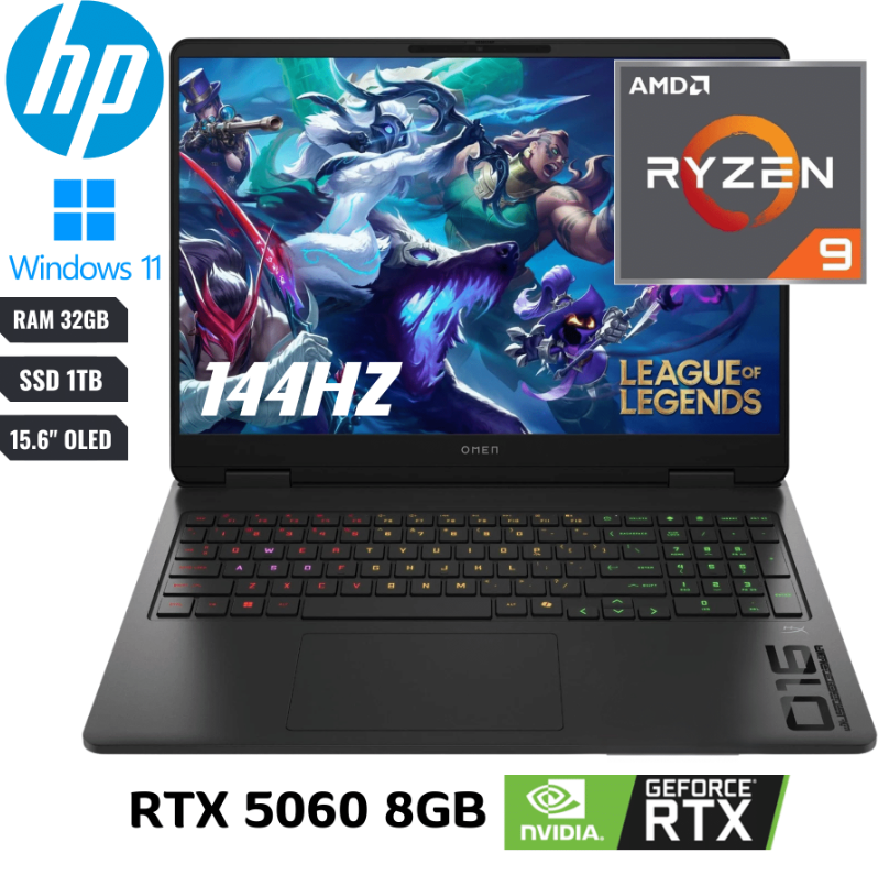 HP OMEN 16-AP0053 GAMING AMD Ryzen™ 9 8940HX 1TB SSD 32GB 16" (1920x1200) 144Hz WIN11 NVIDIA® RTX 5060 8192MB SHADOW BLACK Backlit Keyboard