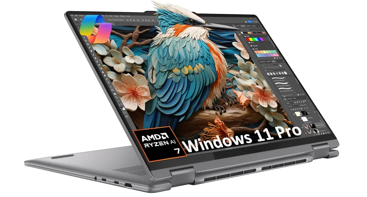 Lenovo YOGA 7 2-IN-1 AMD Ryzen™ 7 8840HS 512GB SSD 16GB 16" (1920x1200) TOUCHSCREEN WIN11 ARCTIC GREY Backlit Keyboard FP Reader