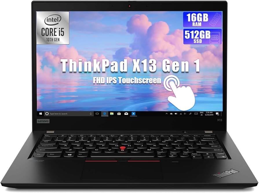 Lenovo ThinkPad x13 Core™ i5-10310U 512GB SSD 16GB 13.3" (1920x1080) TOUCHSCREEN WIN11 Pro BLACK - מחשב נייד מחודש